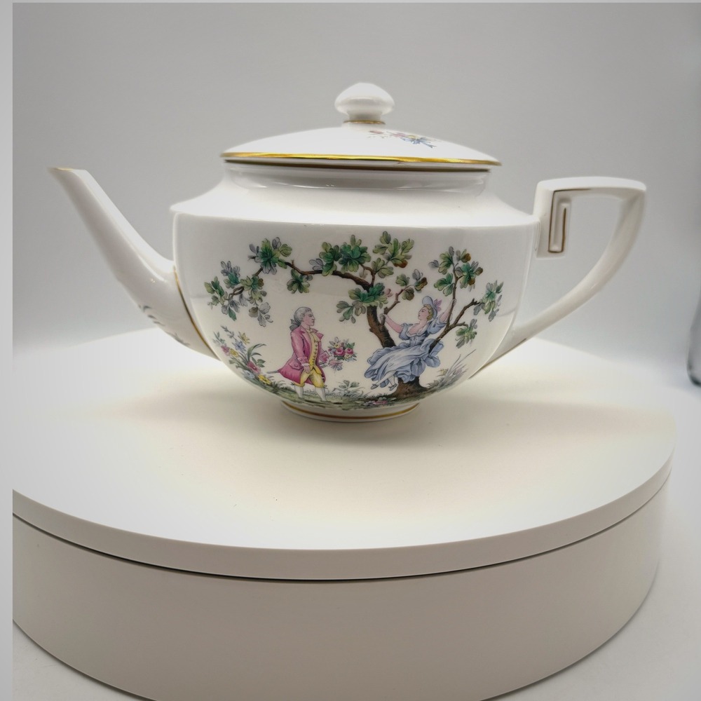 VTG Royal Worcester Teapot Watteau pattern Pastoral Pheasant Floral bone china